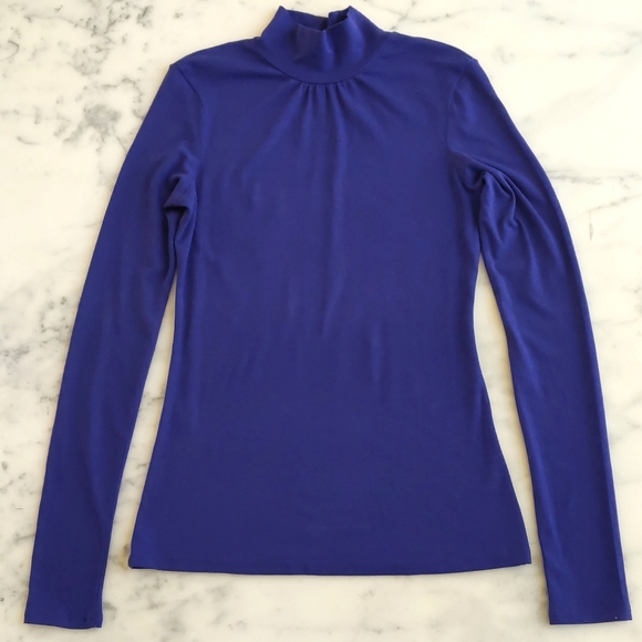 Express Cotton Modal Spandex Purple Long Sleeve Turtleneck Top. - Picture 3 of 4